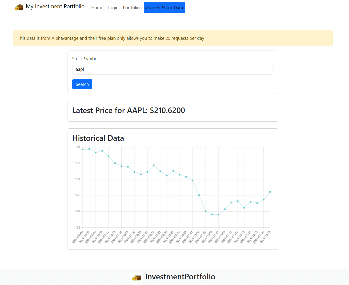 Investment Portfolio Web App